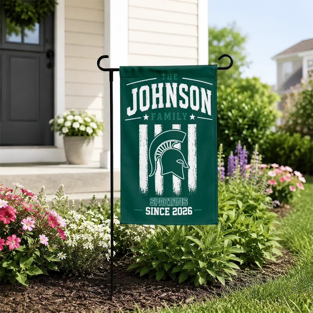 Michigan State Spartans Garden Flag Custom Distressed Stripes Green New Arrival Michigan State Spartans Garden Flag Custom Distressed Stripes Green New Arrival