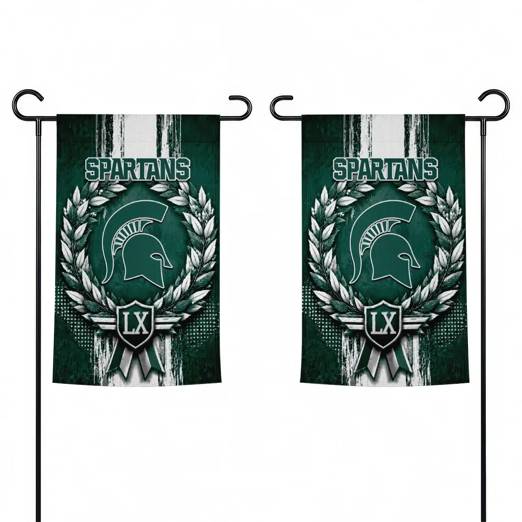 Michigan State Spartans Garden Flag Custom Laurel Wreath Green Fashion Forward Michigan State Spartans Garden Flag Custom Laurel Wreath Green Fashion Forward