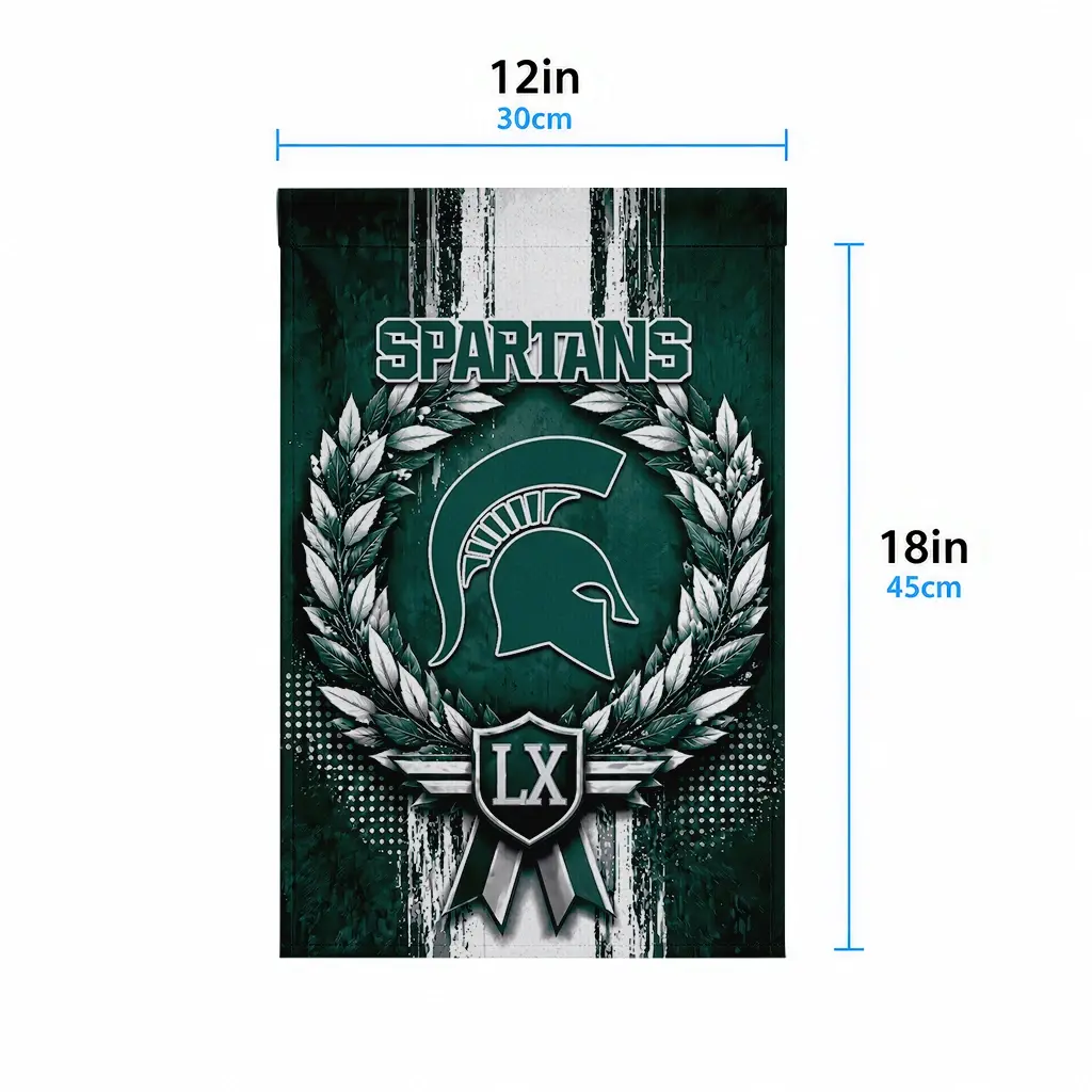 Michigan State Spartans Garden Flag Custom Laurel Wreath Green High Quality Michigan State Spartans Garden Flag Custom Laurel Wreath Green High Quality