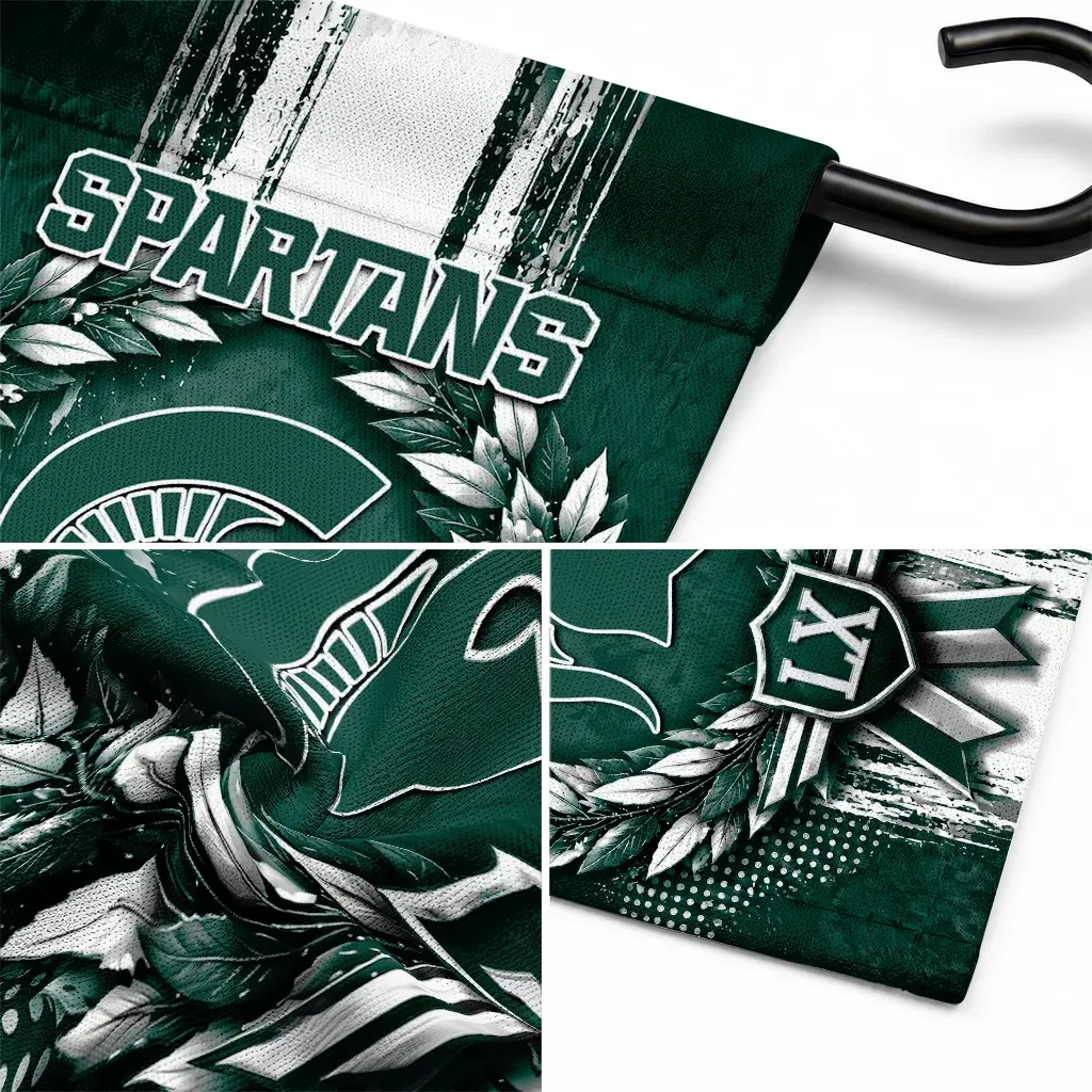 Michigan State Spartans Garden Flag Custom Laurel Wreath Green Latest Model Michigan State Spartans Garden Flag Custom Laurel Wreath Green Latest Model