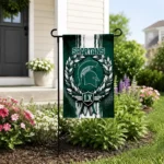 Michigan State Spartans Garden Flag Custom Laurel Wreath Green Best Selling