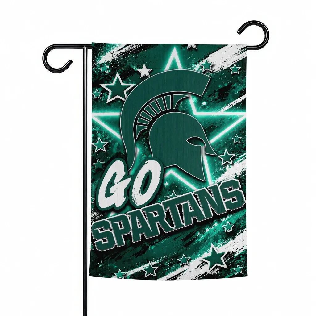 Michigan State Spartans Garden Flag Personalized Glowing Star Green Best Selling Michigan State Spartans Garden Flag Personalized Glowing Star Green Best Selling