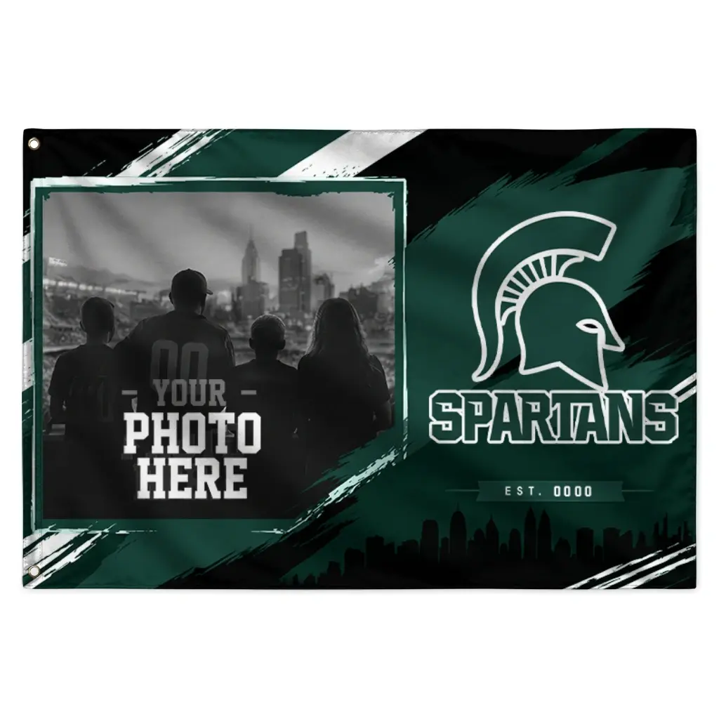 Michigan State Spartans House Flag Custom Framed Photo Green Black Best Selling Michigan State Spartans House Flag Custom Framed Photo Green Black Best Selling