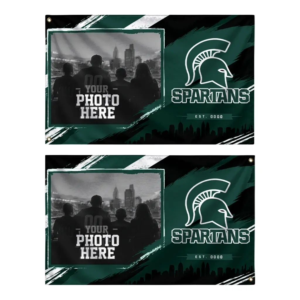 Michigan State Spartans House Flag Custom Framed Photo Green Black Fashion Forward Michigan State Spartans House Flag Custom Framed Photo Green Black Fashion Forward