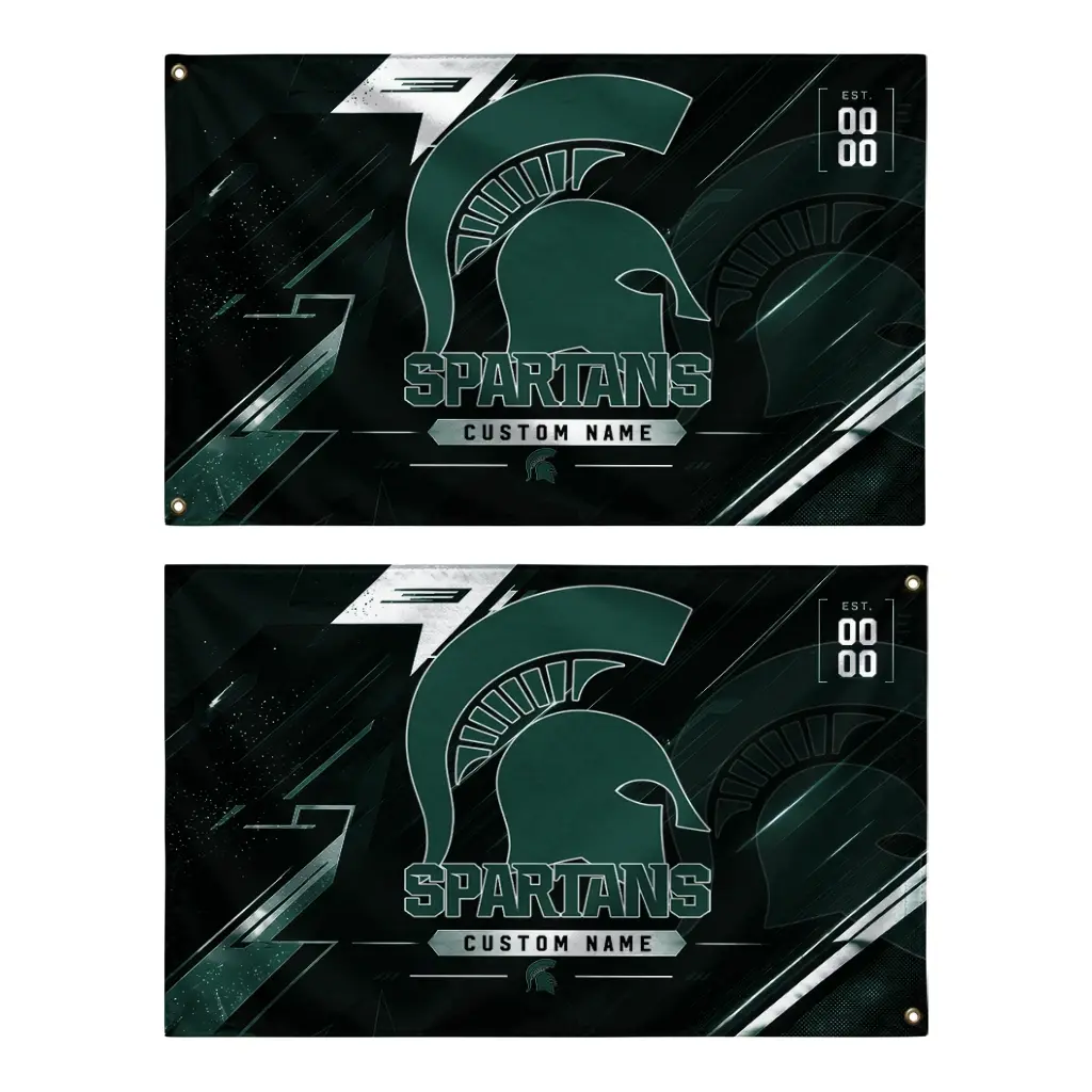 Michigan State Spartans House Flag Custom Speed Slashes Green Fashion Forward Michigan State Spartans House Flag Custom Speed Slashes Green Fashion Forward