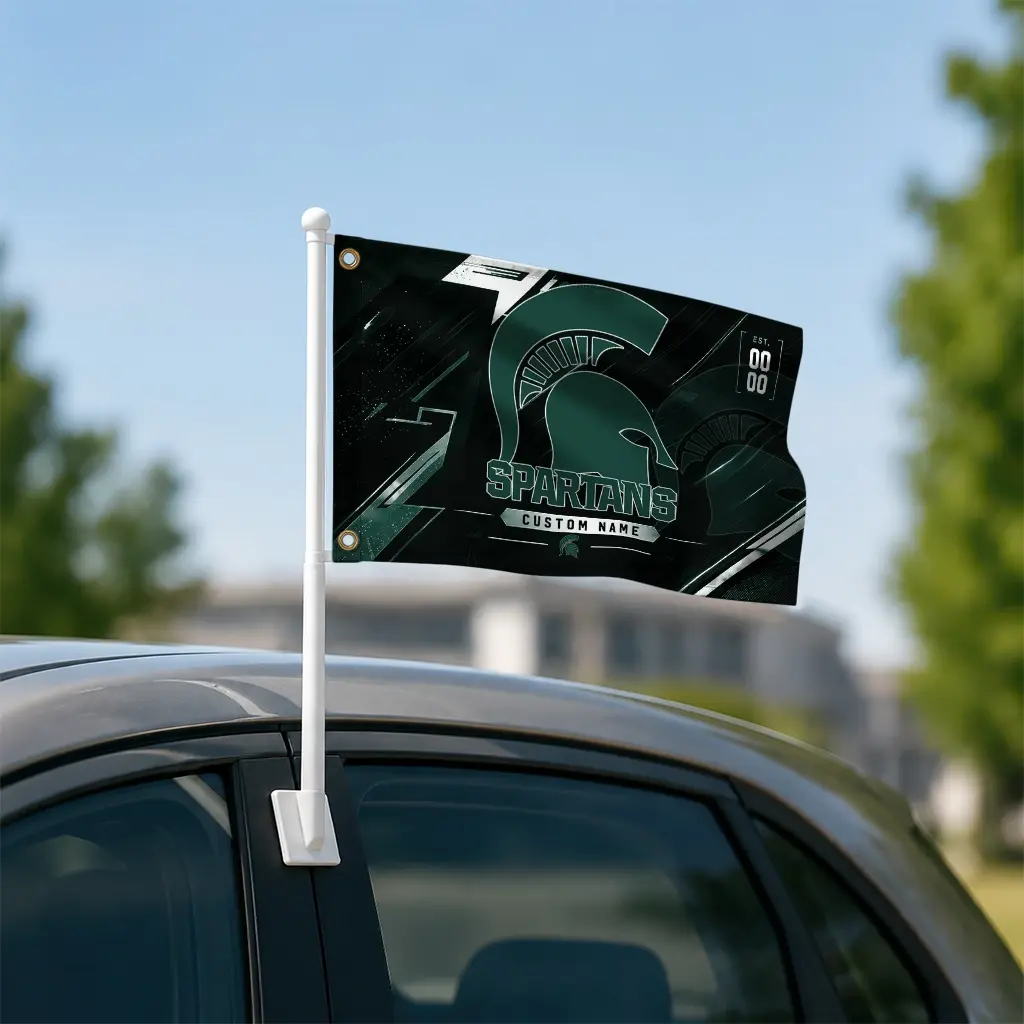 Michigan State Spartans House Flag Custom Speed Slashes Green Latest Model Michigan State Spartans House Flag Custom Speed Slashes Green Latest Model