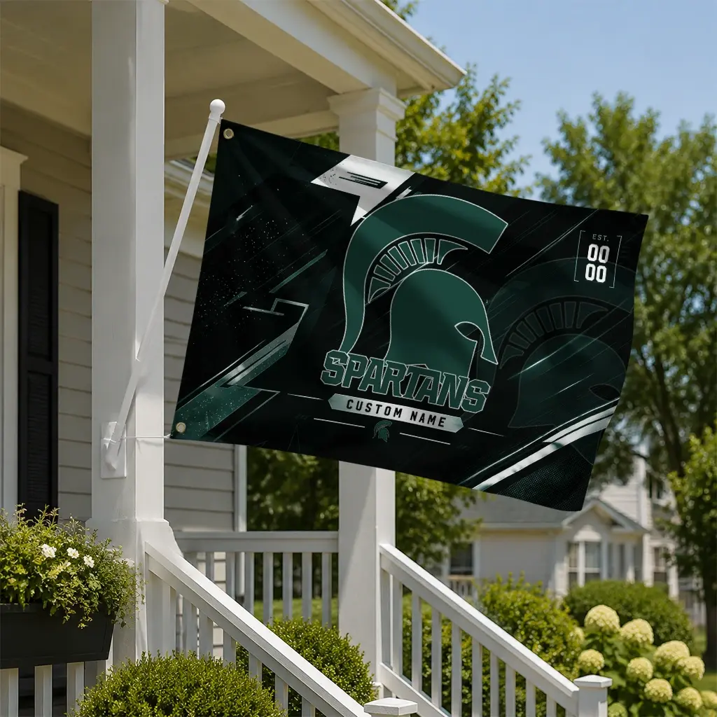 Michigan State Spartans House Flag Custom Speed Slashes Green New Arrival Michigan State Spartans House Flag Custom Speed Slashes Green New Arrival