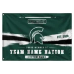 Michigan State Spartans House Flag Customized Brushed Streaks Green Best Selling