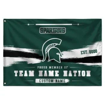 Michigan State Spartans House Flag Customized Brushed Streaks Green Best Selling