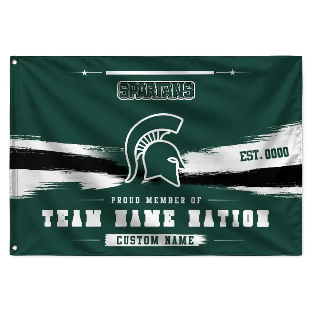 Michigan State Spartans House Flag Customized Brushed Streaks Green Best Selling Michigan State Spartans House Flag Customized Brushed Streaks Green Best Selling