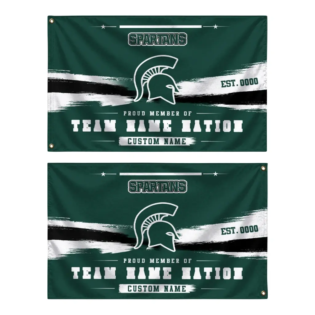 Michigan State Spartans House Flag Customized Brushed Streaks Green Fashion Forward Michigan State Spartans House Flag Customized Brushed Streaks Green Fashion Forward