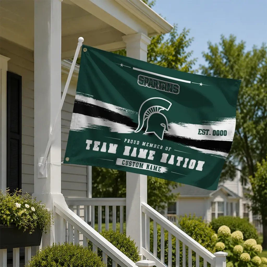 Michigan State Spartans House Flag Customized Brushed Streaks Green New Arrival Michigan State Spartans House Flag Customized Brushed Streaks Green New Arrival