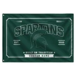 Michigan State Spartans House Flag Customized Ornate Border Green Best Selling