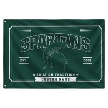 Michigan State Spartans House Flag Customized Ornate Border Green Best Selling