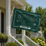 Michigan State Spartans House Flag Customized Ornate Border Green Best Selling