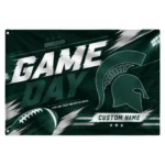 Michigan State Spartans House Flag Personalized Action Streaks Green Best Selling