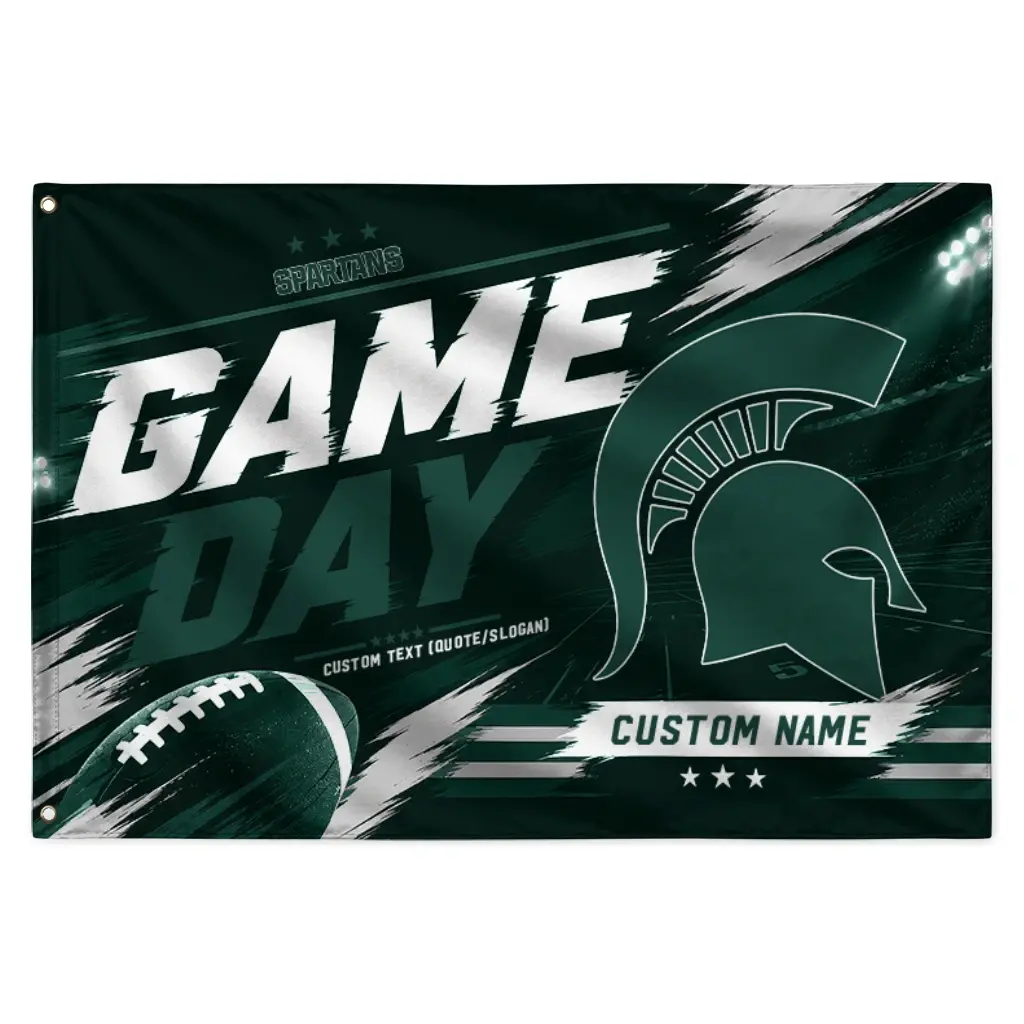 Michigan State Spartans House Flag Personalized Action Streaks Green Best Selling Michigan State Spartans House Flag Personalized Action Streaks Green Best Selling