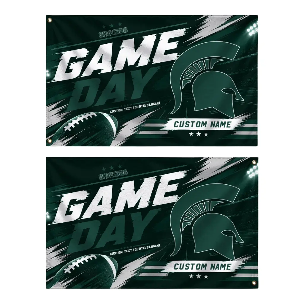 Michigan State Spartans House Flag Personalized Action Streaks Green Fashion Forward Michigan State Spartans House Flag Personalized Action Streaks Green Fashion Forward