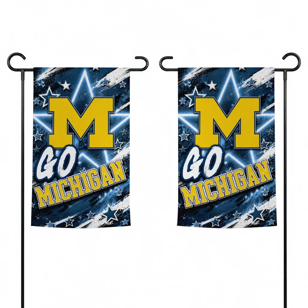 Michigan Wolverines Garden Flag Custom Glowing Star Blue Fashion Forward Michigan Wolverines Garden Flag Custom Glowing Star Blue Fashion Forward