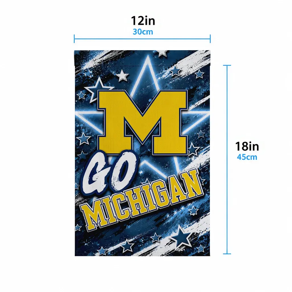 Michigan Wolverines Garden Flag Custom Glowing Star Blue High Quality Michigan Wolverines Garden Flag Custom Glowing Star Blue High Quality