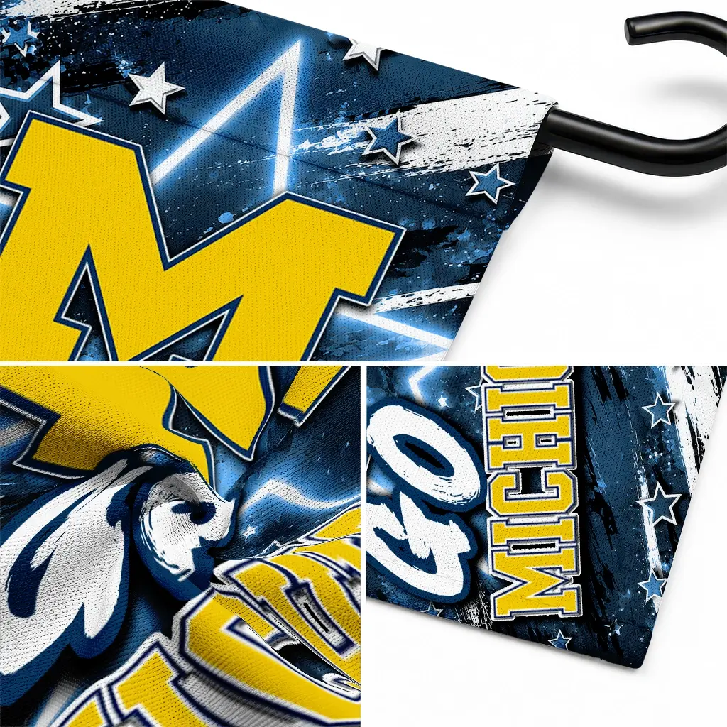 Michigan Wolverines Garden Flag Custom Glowing Star Blue Latest Model Michigan Wolverines Garden Flag Custom Glowing Star Blue Latest Model