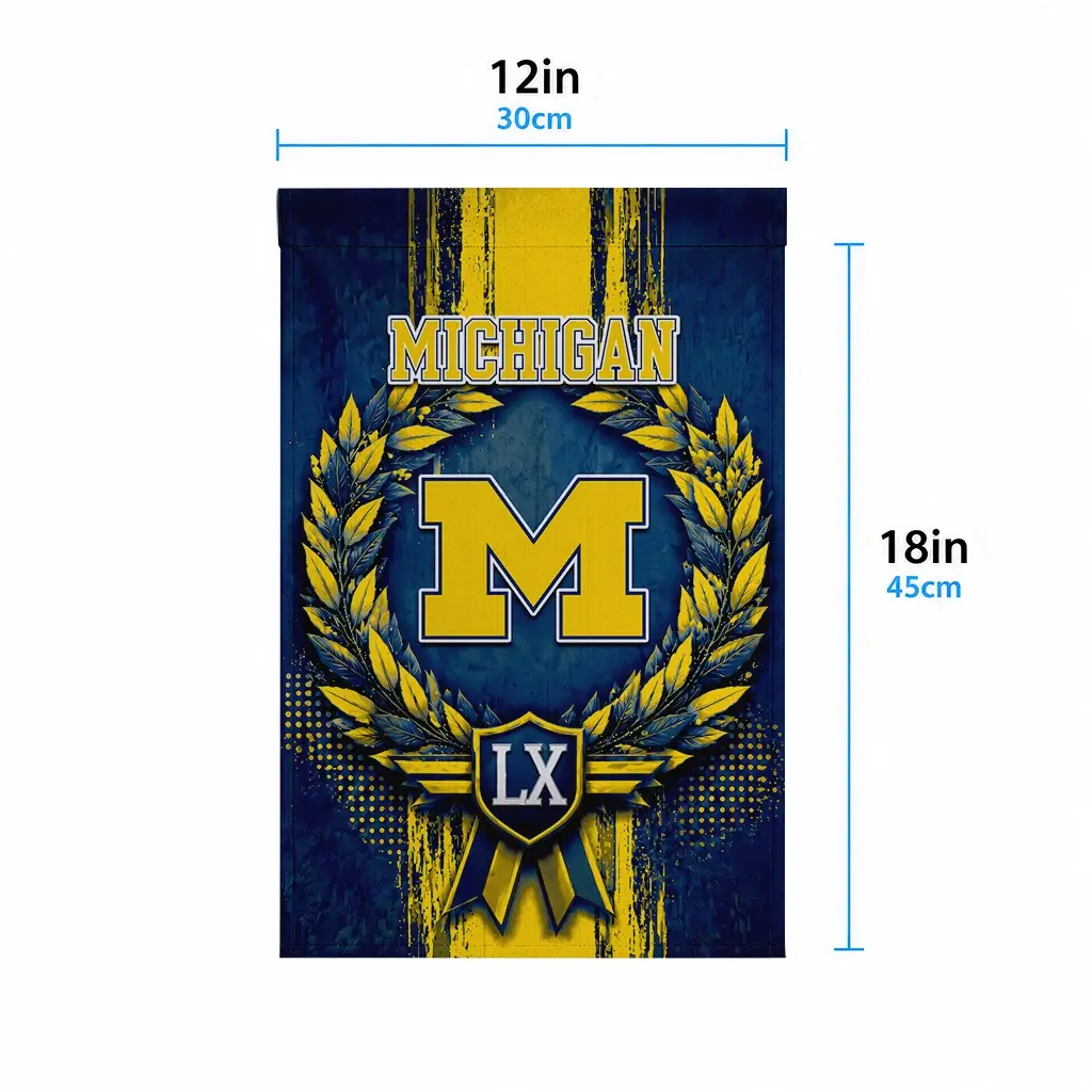 Michigan Wolverines Garden Flag Customized Laurel Wreath Blue High Quality Michigan Wolverines Garden Flag Customized Laurel Wreath Blue High Quality