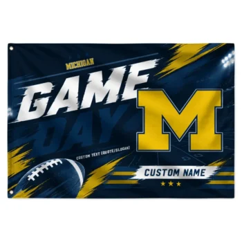Michigan Wolverines House Flag Custom Action Streaks Blue Best Selling