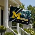 Michigan Wolverines House Flag Custom Diagonal Stripes Blue Best Selling