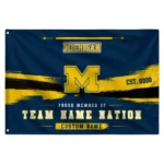 Michigan Wolverines House Flag Personalized Brushed Streaks Blue Best Selling