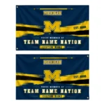 Michigan Wolverines House Flag Personalized Brushed Streaks Blue Best Selling