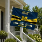 Michigan Wolverines House Flag Personalized Brushed Streaks Blue Best Selling