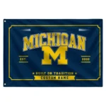 Michigan Wolverines House Flag Personalized Ornate Border Blue Best Selling