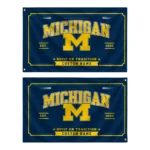 Michigan Wolverines House Flag Personalized Ornate Border Blue Best Selling