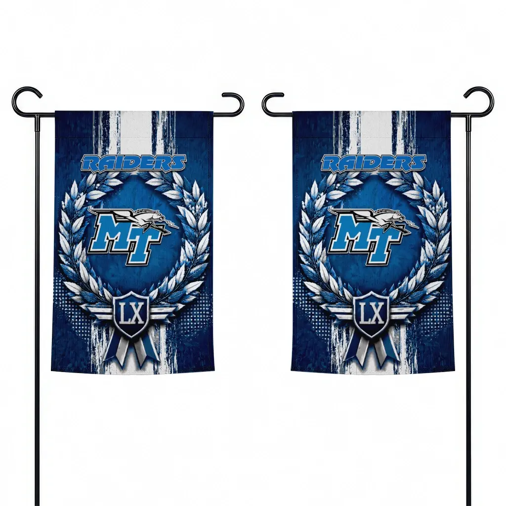 Middle Tennessee Blue Raiders Garden Flag Customized Laurel Wreath Blue Fashion Forward Middle Tennessee Blue Raiders Garden Flag Customized Laurel Wreath Blue Fashion Forward