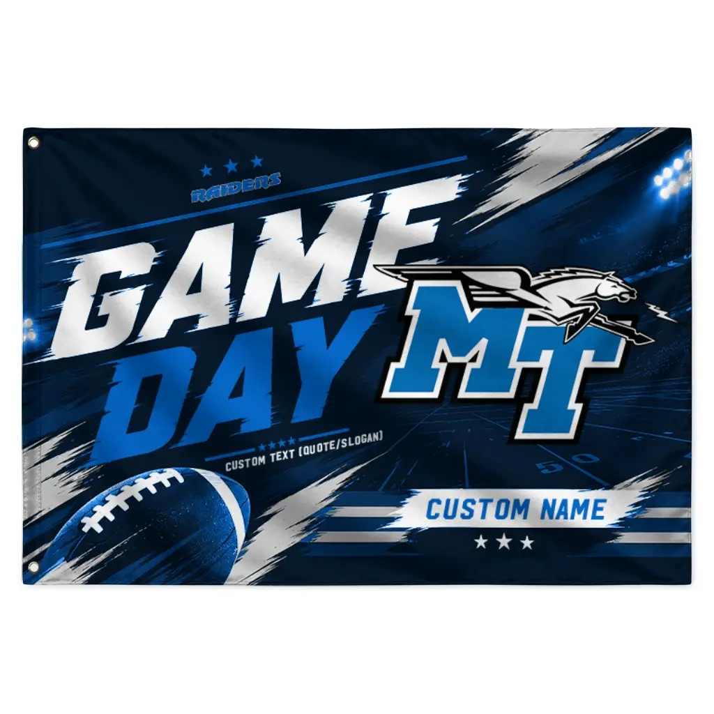 Middle Tennessee Blue Raiders House Flag Custom Action Streaks Blue Best Selling Middle Tennessee Blue Raiders House Flag Custom Action Streaks Blue Best Selling