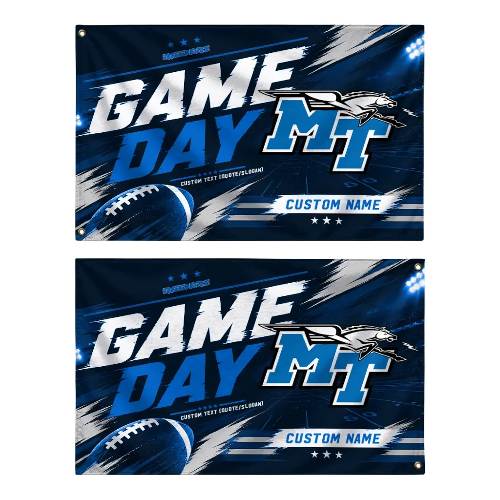 Middle Tennessee Blue Raiders House Flag Custom Action Streaks Blue Fashion Forward Middle Tennessee Blue Raiders House Flag Custom Action Streaks Blue Fashion Forward