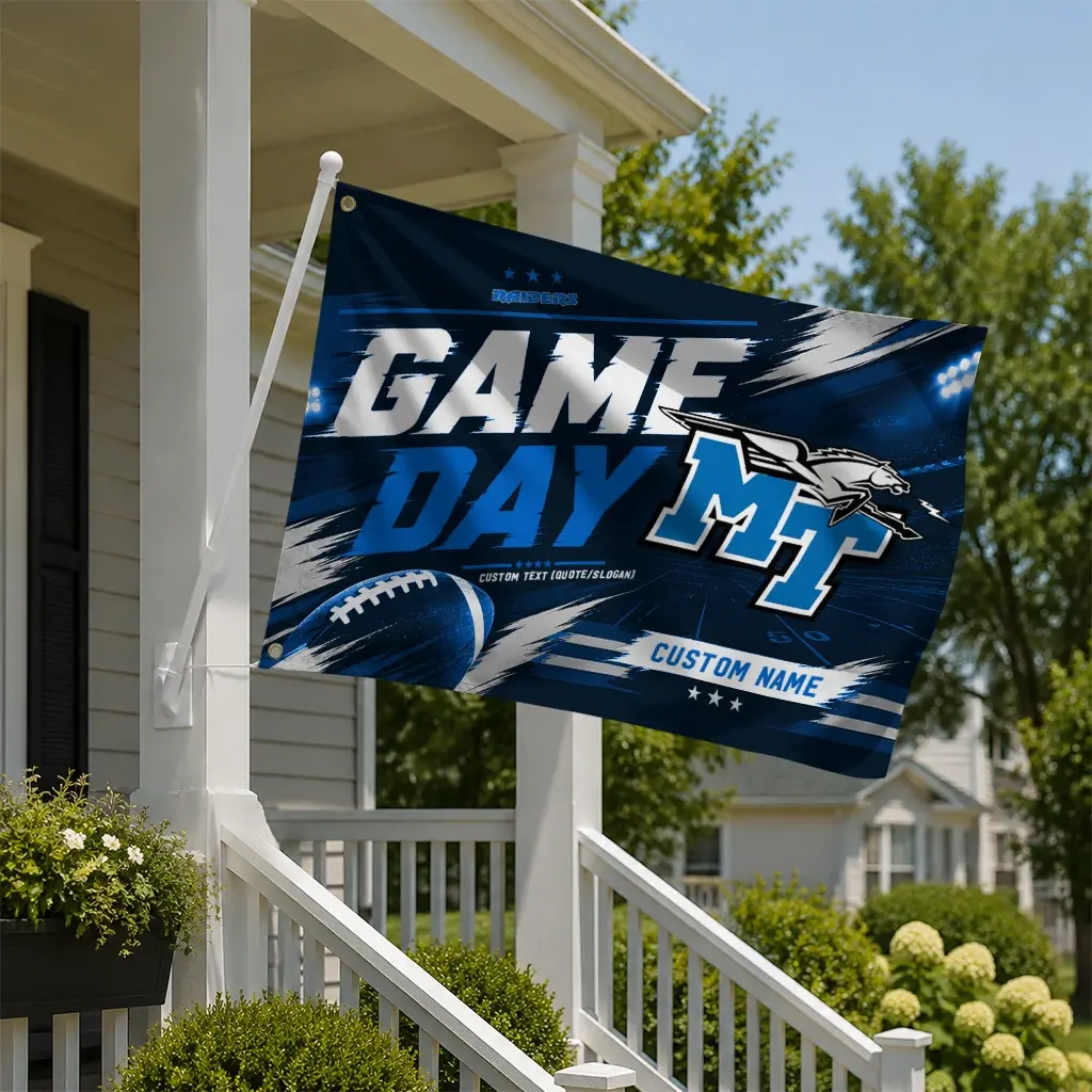 Middle Tennessee Blue Raiders House Flag Custom Action Streaks Blue New Arrival Middle Tennessee Blue Raiders House Flag Custom Action Streaks Blue New Arrival