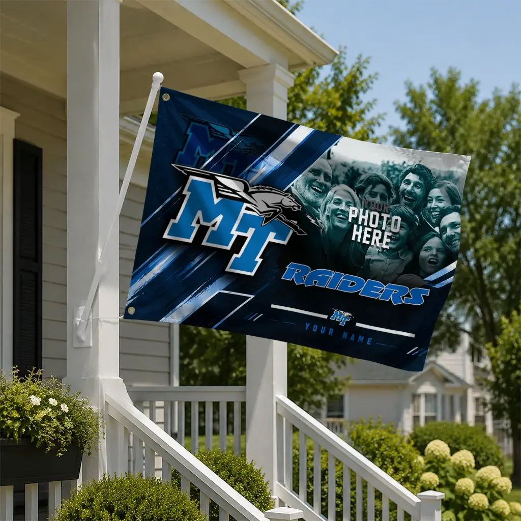 Middle Tennessee Blue Raiders House Flag Custom Diagonal Stripes Blue New Arrival Middle Tennessee Blue Raiders House Flag Custom Diagonal Stripes Blue New Arrival