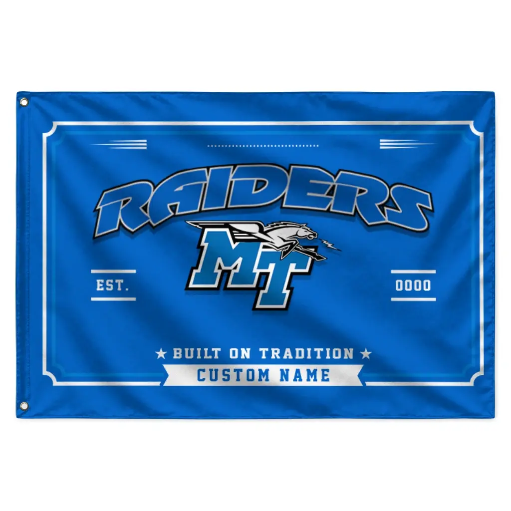 Middle Tennessee Blue Raiders House Flag Personalized Ornate Border Blue Best Selling Middle Tennessee Blue Raiders House Flag Personalized Ornate Border Blue Best Selling