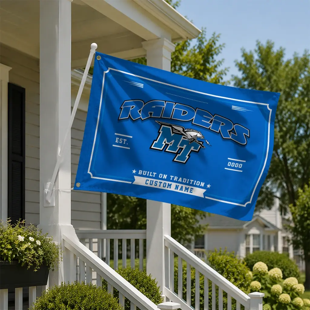 Middle Tennessee Blue Raiders House Flag Personalized Ornate Border Blue New Arrival Middle Tennessee Blue Raiders House Flag Personalized Ornate Border Blue New Arrival