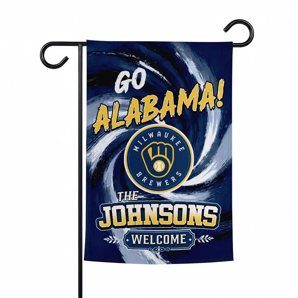 Milwaukee Brewers Garden Flag Custom Swirl Vortex Navy Blue Best Selling Milwaukee Brewers Garden Flag Custom Swirl Vortex Navy Blue Best Selling