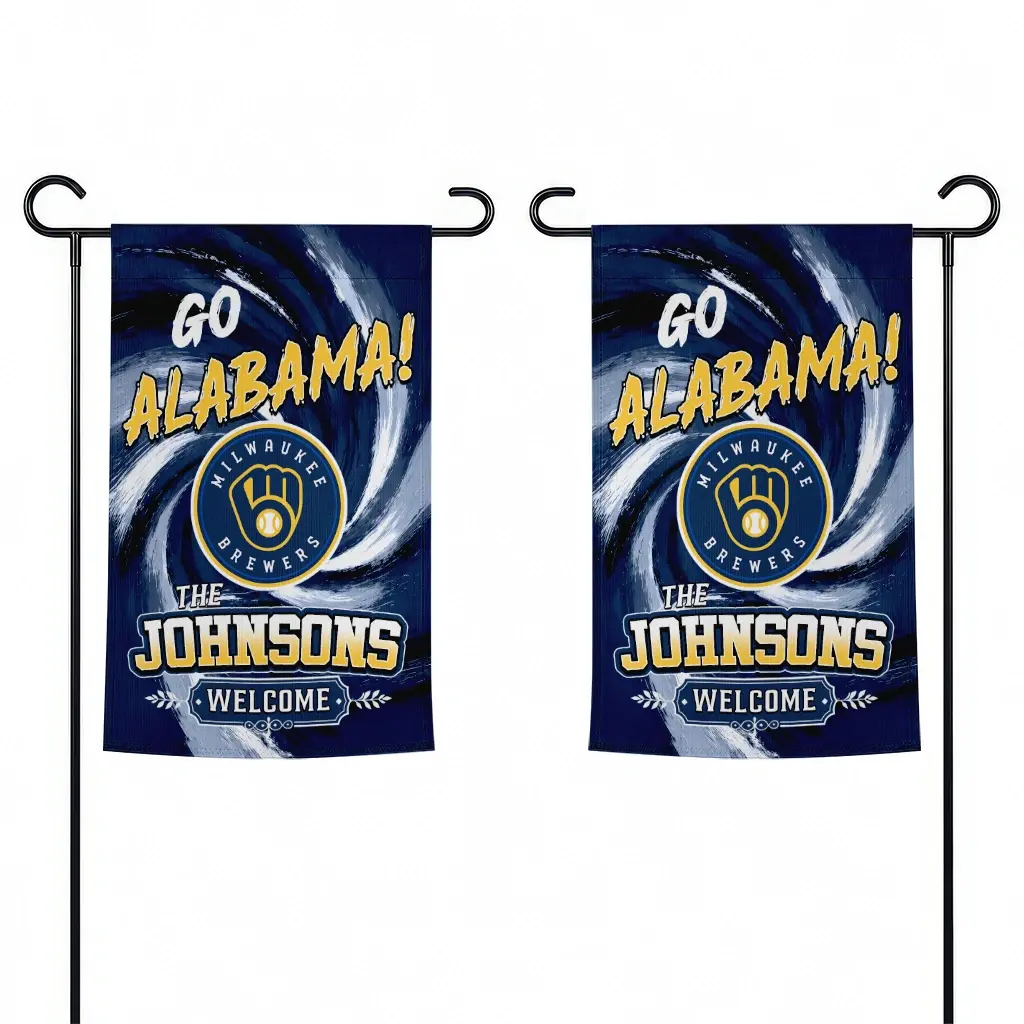 Milwaukee Brewers Garden Flag Custom Swirl Vortex Navy Blue Fashion Forward Milwaukee Brewers Garden Flag Custom Swirl Vortex Navy Blue Fashion Forward