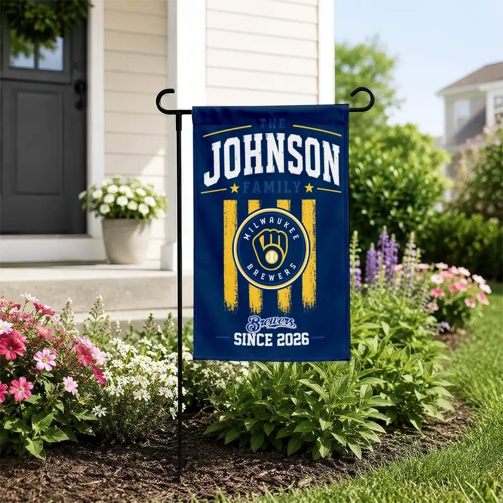 Milwaukee Brewers Garden Flag Customized Distressed Stripes Navy Blue New Arrival Milwaukee Brewers Garden Flag Customized Distressed Stripes Navy Blue New Arrival