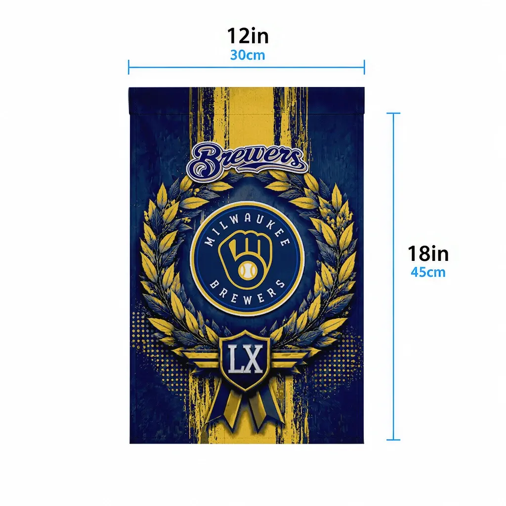 Milwaukee Brewers Garden Flag Customized Laurel Wreath Navy Blue High Quality Milwaukee Brewers Garden Flag Customized Laurel Wreath Navy Blue High Quality