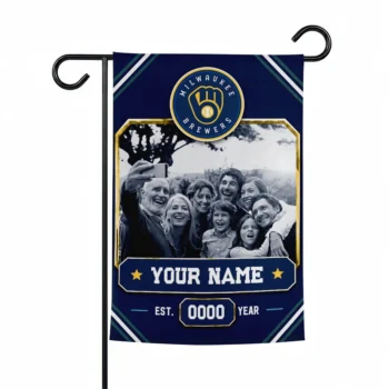 Milwaukee Brewers Garden Flag - Customized Photo Frame Navy Blue