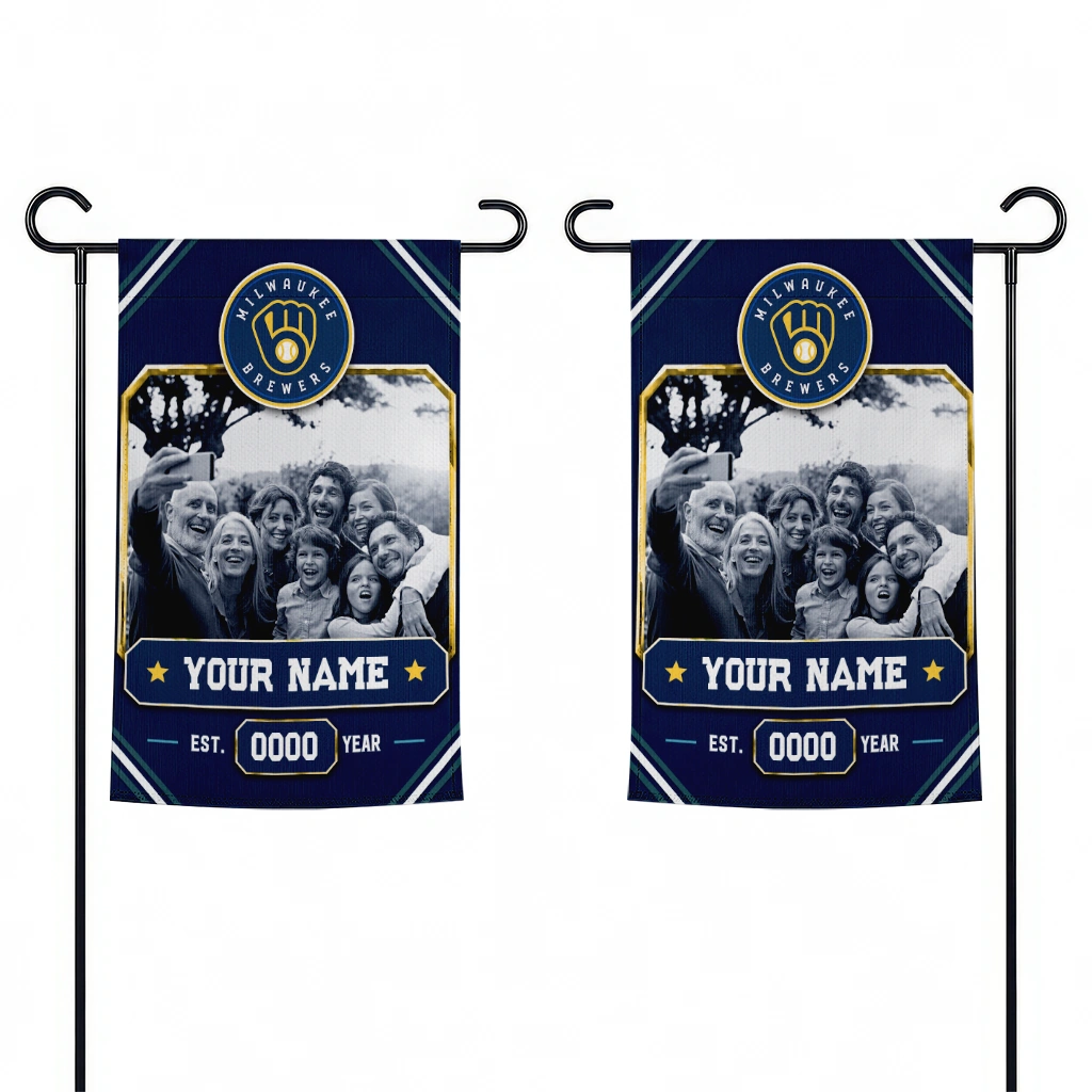milwaukee-brewers-garden-flag-customized-photo-frame-navy-blue-fashion-forward.webp