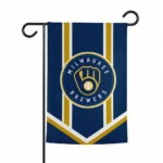 Milwaukee Brewers Garden Flag Personalized Chevron Stripes Navy Blue Best Selling