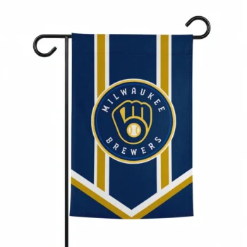 Milwaukee Brewers Garden Flag Personalized Chevron Stripes Navy Blue Best Selling