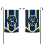 Milwaukee Brewers Garden Flag Personalized Chevron Stripes Navy Blue Best Selling