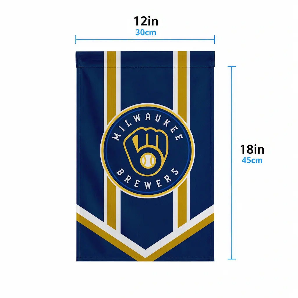 Milwaukee Brewers Garden Flag Personalized Chevron Stripes Navy Blue High Quality Milwaukee Brewers Garden Flag Personalized Chevron Stripes Navy Blue High Quality